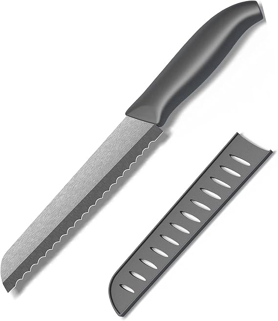 Ceramic Serrated Bread Knife Slicing Knife - 6" Sharp Blade Kitchen Knife