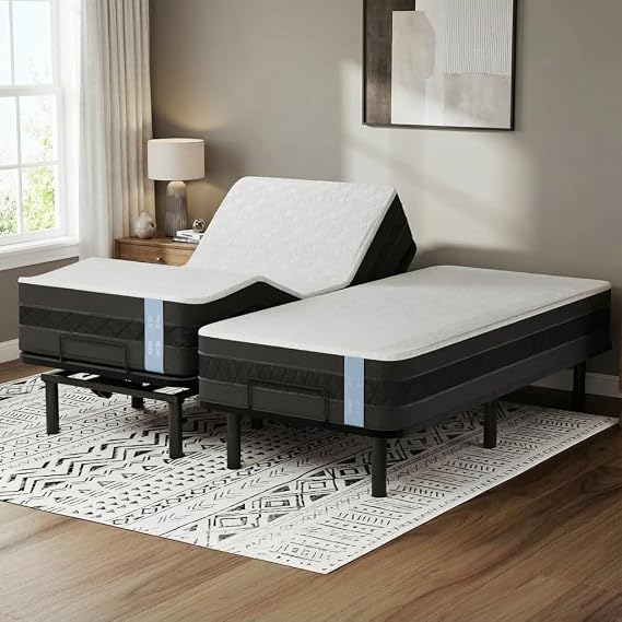 FLEXISPOT Adjustable Bed Frame Base Split King, Head & Foot Incline, Zero Gravity, One-Touch Flat, 2 Memory Settings, Wireless Remote, Whisper Quiet Durable Motor, Mattress Holder, S2E-PRO