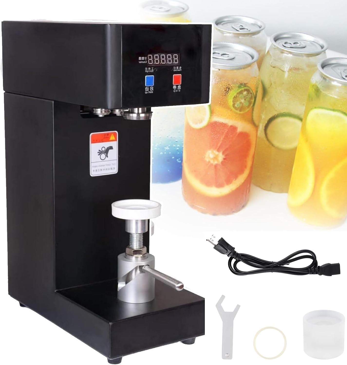 Cup Sealing Machine Adjust Soda Can Sealer Automatic Can Sealing Machine,Liquid can cup sealer, bubble tea can sealer, suitable for juicebeer,Ideal for Preservation Black-220V