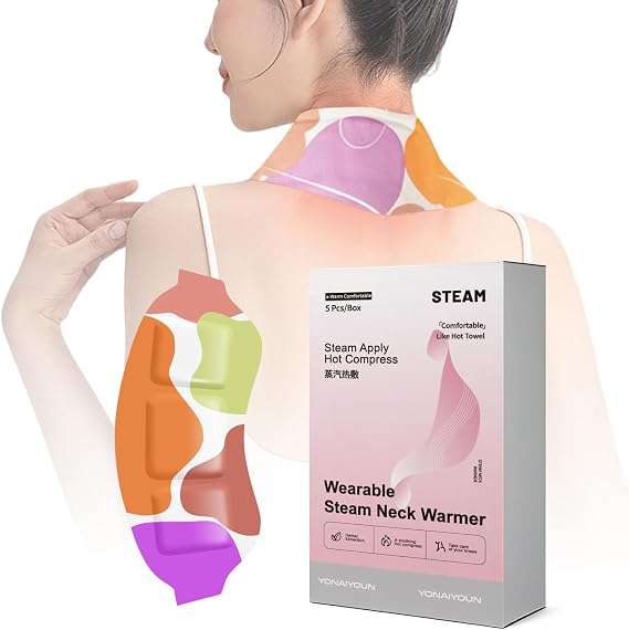 Neck & Arm Heat Wraps -5 Count - Long Lasting Natural Safe and Odorless Single Use Neck & Arm Heat Wraps - 6-Hour Therapeutic Heat Pain Relief Heating Pads for Stiff Muscles & Aches