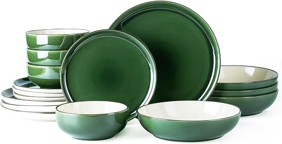 GBHOME Ceramic Dinnerware Sets, 16 Pieces Stoneware Dinnerware Set, Plates and Bowls Sets, Dishwasher & Microwave Safe,Dishes Set | Service for 4