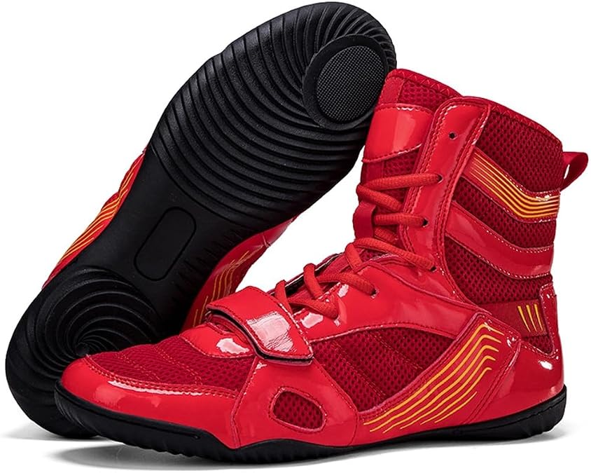 Men's High Top Boxing Shoes Wrestling Boots Lightweight Breathable for Weightlifting, Bodybuilding, Deadlift Powerlifting Gym Sports Training