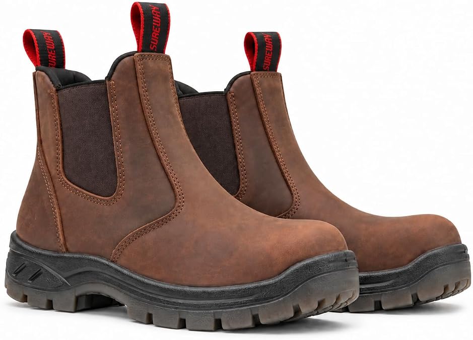 SUREWAY Men's Slip On Fire & Safety Work Boots Composite/Soft Toe