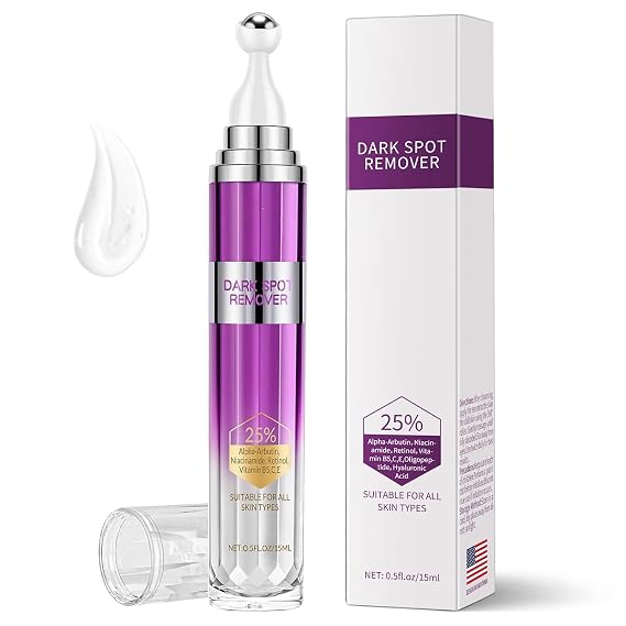 Dark Spot Remover for Face and Body, Age Spot Sun Spot Freckles Remedy Corrector Serum,Melasma Treatment for Face, Advanced Fade Cream for Uneven Skin Tone with 360 Roller Massage Ball, 0.5 FL oz
