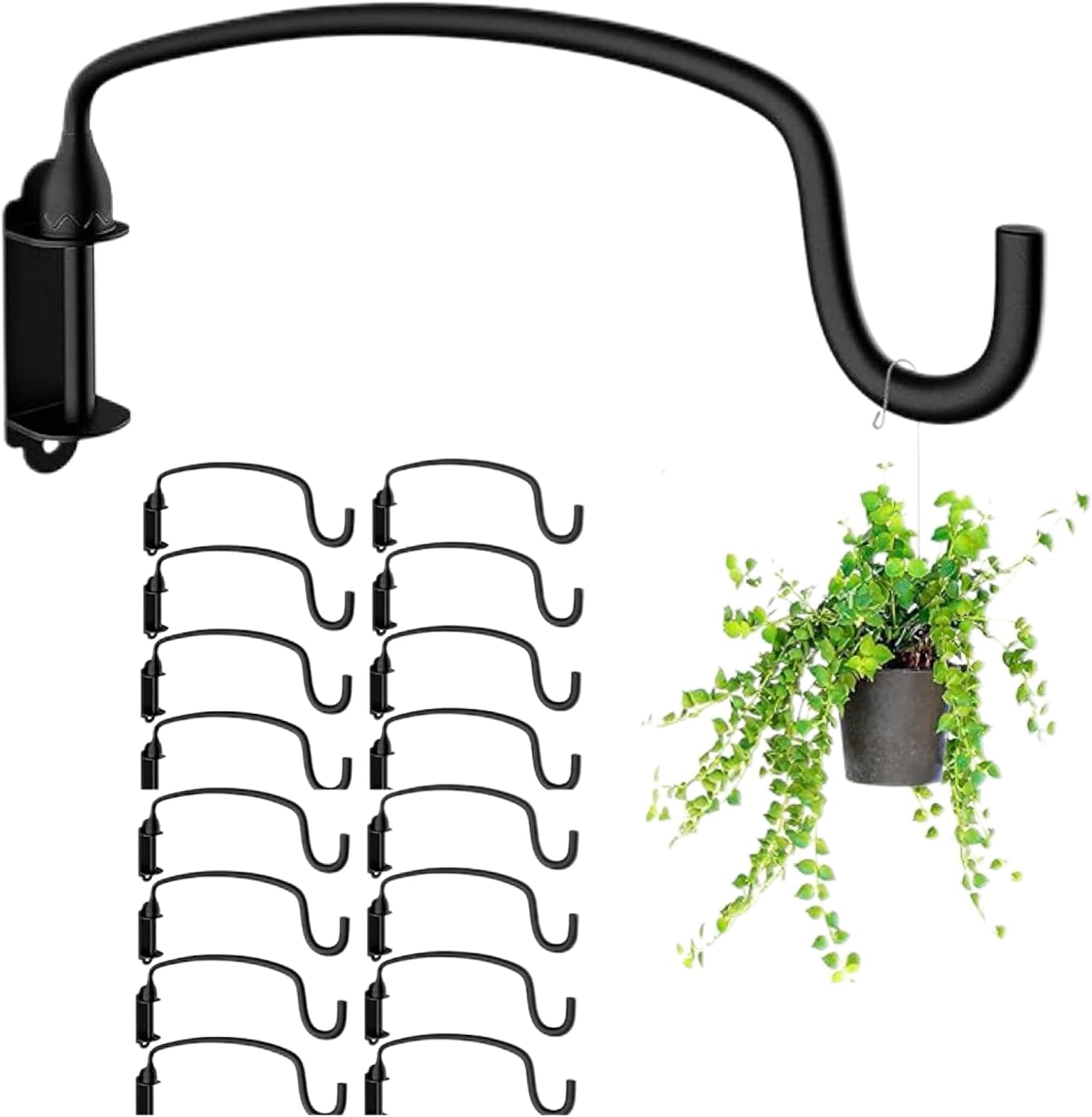 Heavy Duty Plant Hanger Bracket Wall Mounted Hooks for Hanging Bird Feeder, Flower Bracket, Anti Rust Metal Lanterns 12 Inches (12 in 16P)