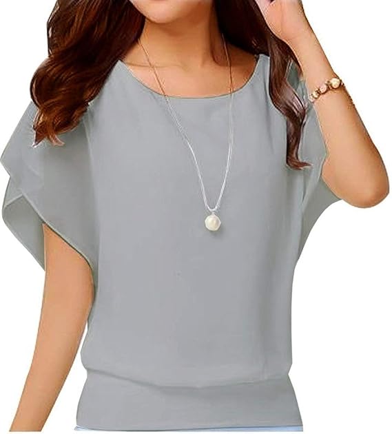 VIISHOW Women's Summer Loose Casual Short Sleeve Chiffon Top T-Shirt Blouse