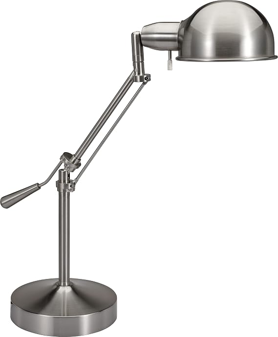 V-LIGHT Pharmacy Style CFL Desk Lamp with Height-Adjustable Tilt-Arm Feature, Brushed Nickel (VS687372BN)