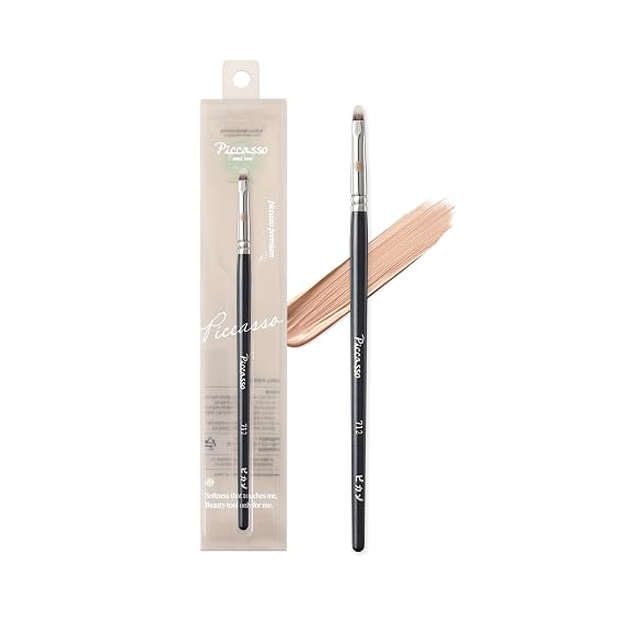 Piccasso 712 Concealer Brush Precision Brush for Spot Coverage, Under Eye Concealer, and Lip Line Detailing, Ideal for Cream and Liquid Concealers, Korean Face Makeup Tool