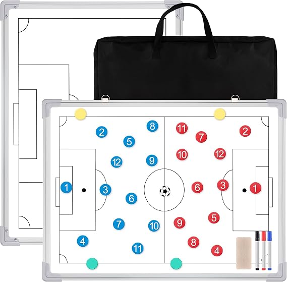 36" x 24" Magnetic Soccer Coaching Board Double-Sided Dry Erase Board, Portable Tactical Clipboard Equipped with Magnet Numbers, Marker Pen, Eraser and Zipper Bag