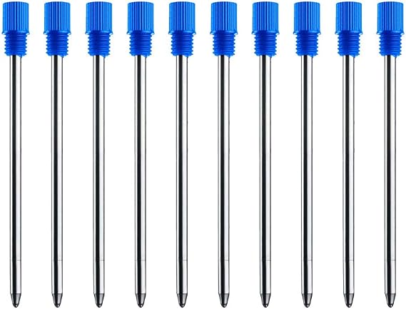 Blue Ink Refills (10 Pcs), Replaceable Pen Refills, 2.75 inch (70 mm) Ballpoint Pens Refills, 1.0mm Medium Tips - Blue