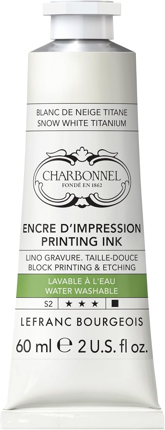 Lefranc Bourgeois Charbonnel Professional Printing Waterwashable Ink, 60ml (2-oz) Snow White