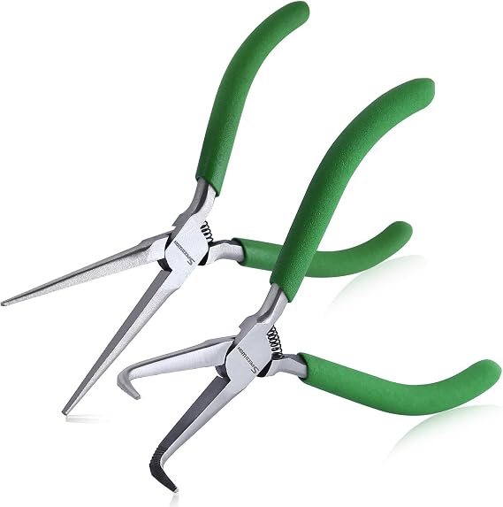 SPEEDWOX 2PCS Mini Bent & Straight Nose Pliers Set, 5-Inch for Jewelry, DIY
