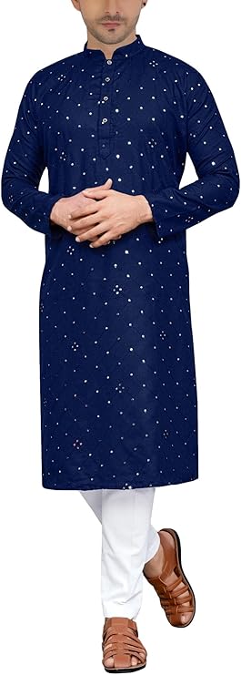MKP125 Men's Blue Kurta Pajama Set Indian Traditional Party Wear Outfit