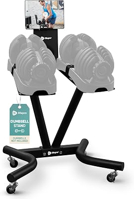 Lifepro Adjustable Dumbbell Stand Rack - Compatible with PowerFlow Plus, PowerUp Plus, and for More Brands- Phone Holder, featured Castors - Home Gym Storage and Convenient Strength Training