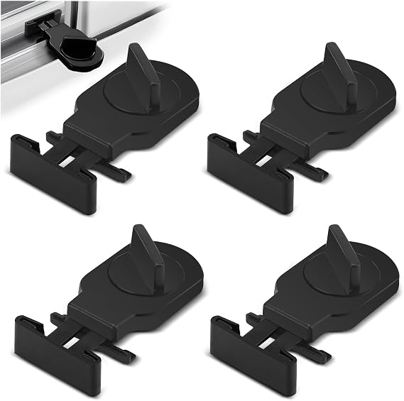 LELE LIFE Sliding Window Locks, Security Window Lock Adjustable Iron Slide Window Stopper, Safety Locks for Vertical and Horizontal Sliding Windows Door (4Pcs)