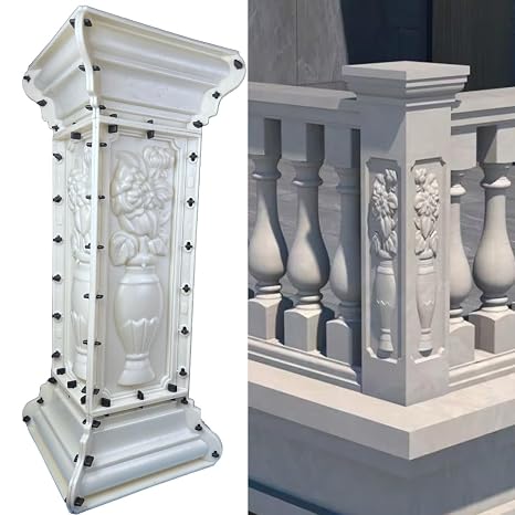 38.18" Height Heavy Duty Pillar Concrete Molds for Balcony - Reusable Thickened Cement Casting Mould, Concrete Baluster & Column Forming Molds