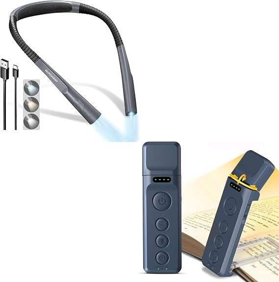 Glocusent Upgraded LED Neck Reading Light & Bookmark Style Book Light