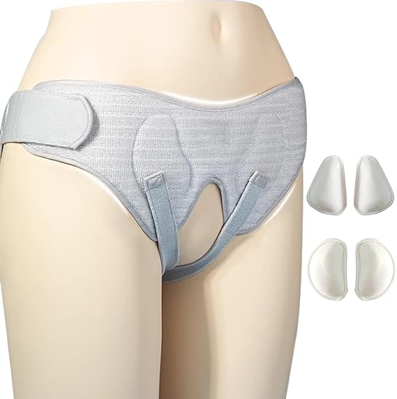 Inguinal Hernia Belt for Men, Hernia Belts for Men & Women, Hernia Support Belt for Single/Double, with 4 Removable Compression Pads(M)