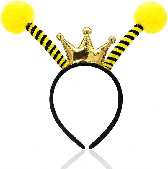 Oarkive Bee Headband with Queen Bee Crown, Bee Antenna Headpiece for Women