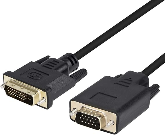 Wonlyus DVI to VGA Cable, DVI-D 24+1 to VGA 6 Feet Cable Male to Male Gold-Plated Cord for Computer, PC Host, Laptop, Graphics Card to HDTV, LG HP Dell Monitor, Display Screen and Projector