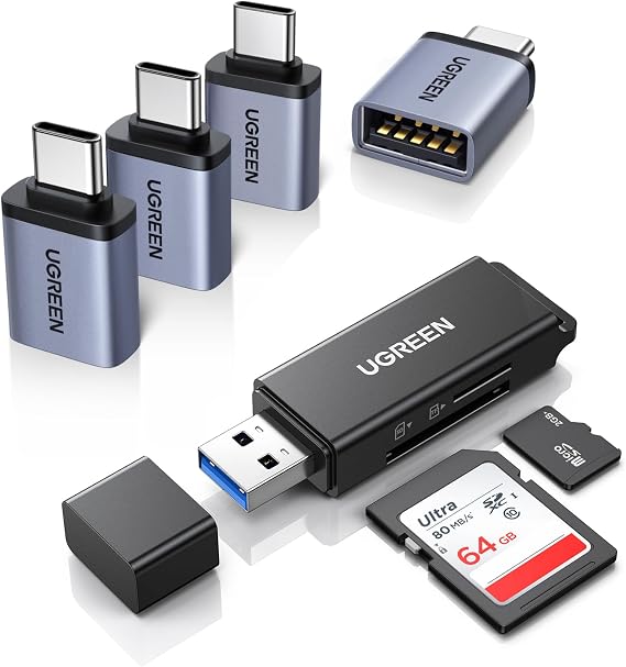 UGREEN USB C to USB Adapter 4 Pack +USB SD Card Reader