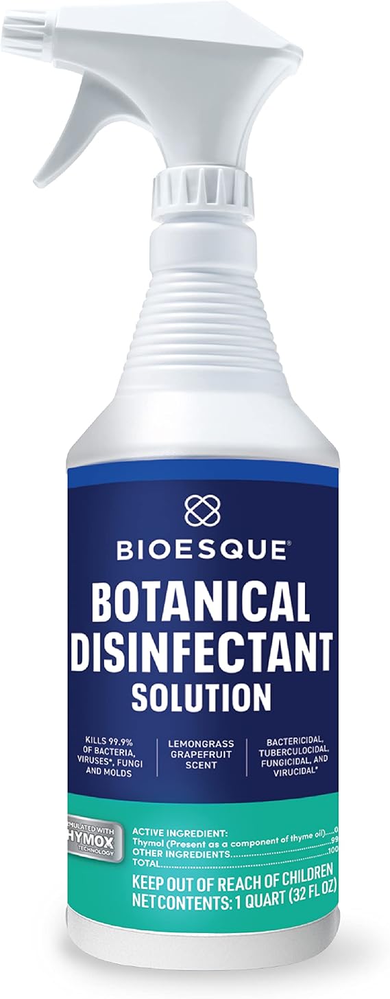 Bioesque Botanical Disinfectant Solution, Heavy Duty Broad-Spectrum Disinfectant, Kills 99.9% of Bacteria, Viruses*, Fungi, Molds, 32 Fluid Ounce (Pack of 1)