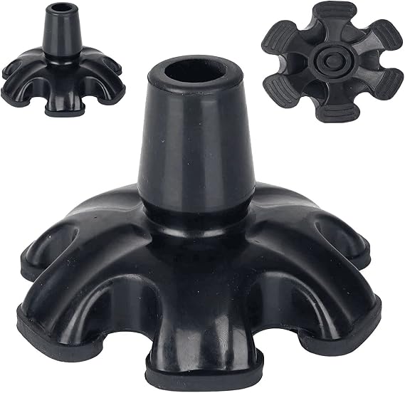 Walking Cane Tips 3/4 inch Heavy Duty, Quad Cane Tips with 6 Support Feets, Rubber Foot for Cane, Replacement Feet for Canes, Cane Bottom Rubber