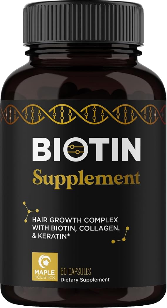 Thicker Hair Growth Vitamins - Extra Strength Biotin and Collagen Supplement with Healthy Hair Vitamins for Hair Loss - Visibly Stronger er Hair Growth Supplement (1 Month) (Mens)