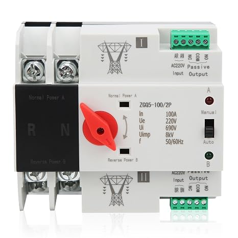 100 amp Transfer Switch, Automatic Transfer Switch Manual Transfer Switch 2P Automatic Transfer Switch Back up Generator Transfer Switch Home Transfer Switch 220V 100A