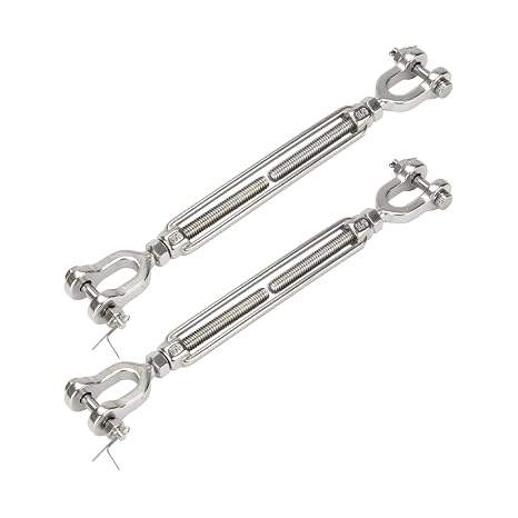2 Pack Turnbuckle 5/16 M8 304 Stainless Steel Jaw and Jaw Turnbuckle, 2100 lbs Working Load Limit, Heavy Duty Turnbuckles Hook for Tensioning Cable or Rope, Shade Sail, Yard Zipline