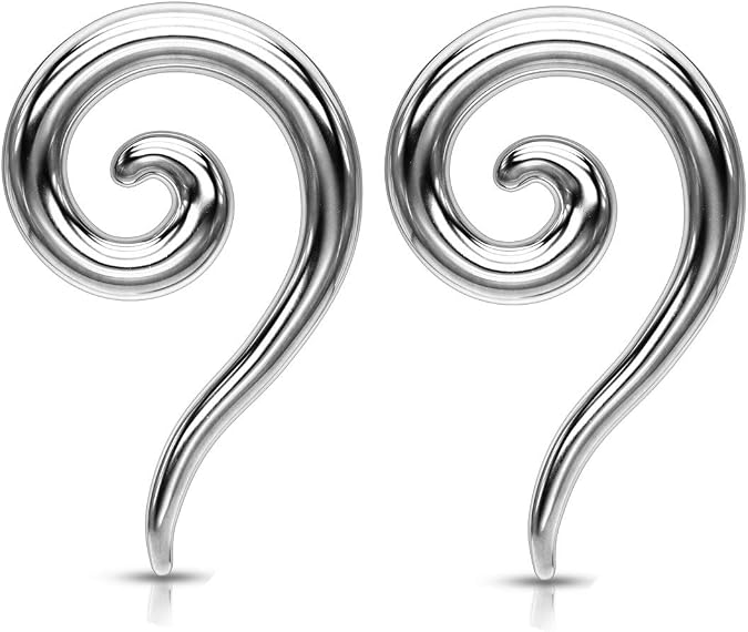 Pair Silver Steel 0g 2g 4g 6g 8g Ear Plugs Tunnels Tapers Pinchers Horseshoes Gauges Hangers Septum