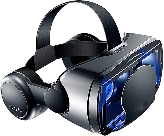 VR Glasses, 3D All-in-One Smart Helmet Goggles VR Gaming Headset Large Screen and Small Screen Dual Mode Switching Independent Button Control Soft & Comfortable Universal Virtual Reality