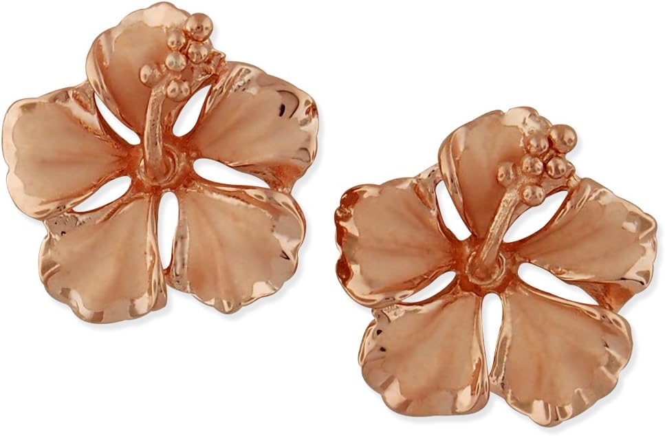 925 Sterling Silver 1/2 Inch Hibiscus Stud Earrings