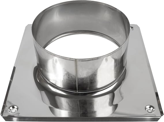 Vent Systems 8" Inch Stainless Steel Chimney Top Plate Heavy-Duty Square to Round Roof Flue Base Mount with Collar Weather-Resistant Steel Cap Cover Flange for Fireplace, Stove and Furnace