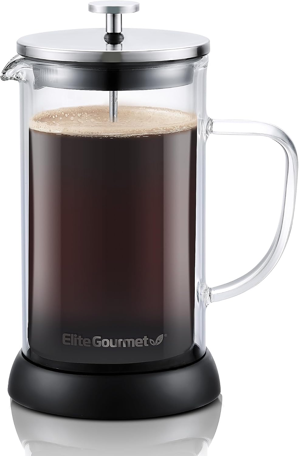 Elite Gourmet FP1223X French Press 34-Ounce, Double Wall Insulated Heavy Duty Thick High-Heat Borosilicate Glass, BPA-Free, Cold Brew Coffee Maker, 1-Liter