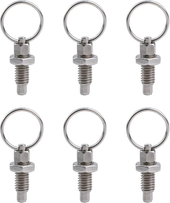 INCREWAY 6Pcs Spring Plunger with Pull Ring, Quick Release Pin w/Drop Cam & Spring, Stainless Steel Non-Locking Type Stubby Hand-Retractable Spring Plunger Index Plunger