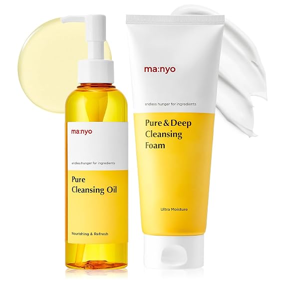 MANYO Best Double Cleansing Duo, Pure Cleansing Oil 6.76 fl oz (200ml), Pure & Deep Cleansing Foam 6.7 fl oz (200ml), Blackhead Remover, Korean Skin Care