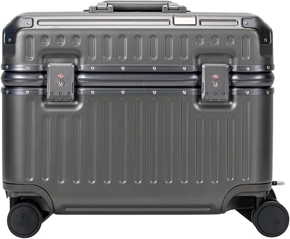 PORTAR Aluminum EdgeFrameTM Pilot Carry-On Luggage, Top-Access Polycarbonate Shell with Aluminum EdgeFrameTM, 360 Spinner Wheels, Dark Gull Gray