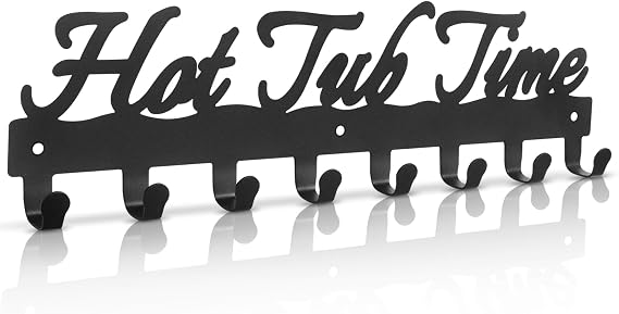 IBosins Hot Tub Towel Rack with 8 Hooks Towel Holder Wall Mount Black
