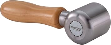RecPro 2" Steel Roller with Wood Handle for Sealant Tape | RV Roof Repair | Sealant Steel Seam Roller 1-1/2" X 2" Radius Edge