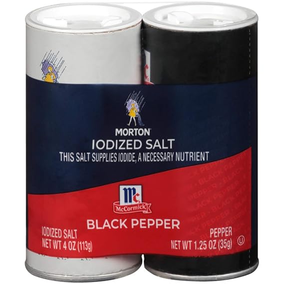 Morton McCormick Iodized Salt and Pepper Shaker Set, 5.25 oz, 2 Piece Set