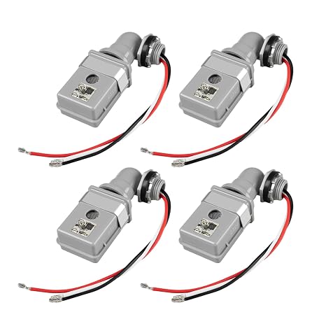 4 Pack Photo Cell for Outdoor Lighting Dusk to Dawn Sensor Photoelectric Switch for Porch Yard LED Flood Lights, 120VAC 50/60Hz Photocell Sensor IP54 Waterproof