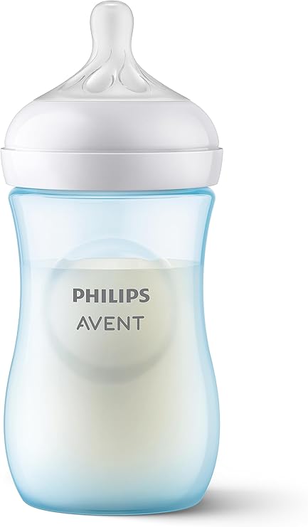 Philips Avent Natural Reactive Bottle, 260 ml, 1 Month+, Non-Leaking Pacifier, Colic and Gas Preventive, BPA Free, Blue, SCY903/21