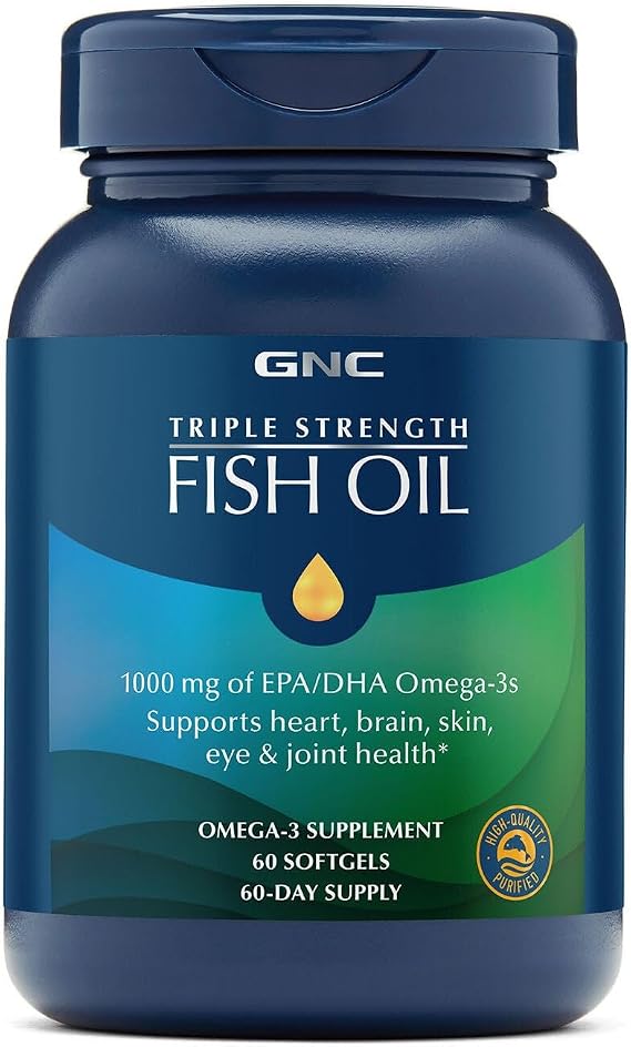 GNC Triple Strength Fish Oil, 1000mg EPA & DHA, 60 Softgels