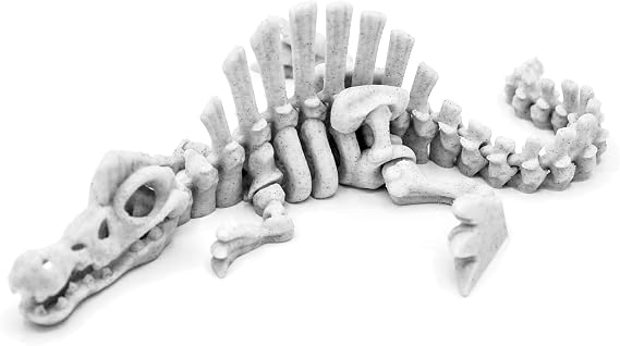 Spinosaurus Skeleton Figurine Dinosaur Decor for Home or Office (Gold)