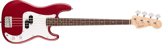 Fender Squier Debut Series Precision Bass Electric Guitar, Beginner Guitar, Satin Dakota Red