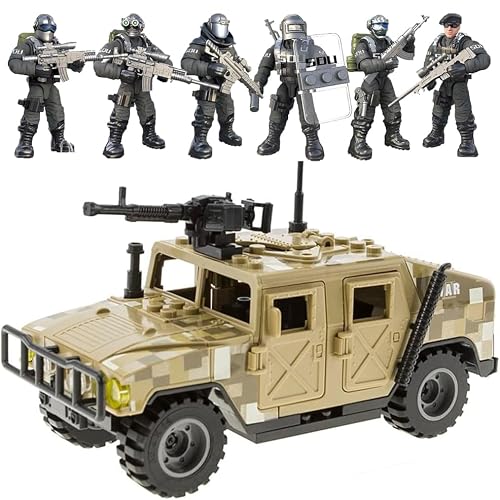 WW2 Building Block Army Military Toy 4 Military Figures and Armor Toy Thunder Containers Command Operations Building Brick Toy Battle Sets for Kids