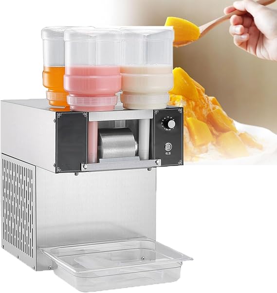 Commercial Automatic Electric Ice Crush Machine, Snow Cone Shaver, Snowflake Ice Machine, Air Cooling for Home, Food Truck, Restaurant, Milktea Shops,etc,800w