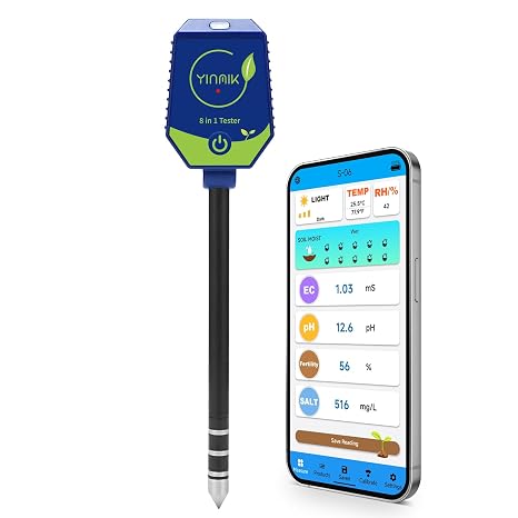 YINMIK Soil Test Kit Moisture pH Meter 8 in 1 Plant pH Conductivity Tester
