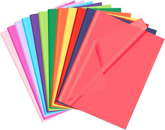 Tissue Paper, Gift Wrapping Paper,12 Colors, 60 Sheets Wrapping Supplies for Crafts Gift Bags Packaging Floral Party Festival Decoration